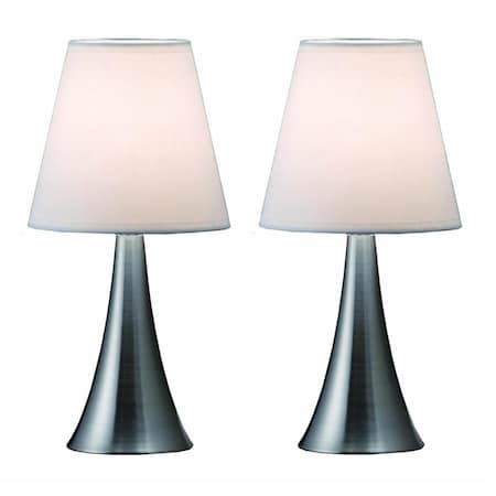 Star Brite Two Pack Mini Touch Table Lamp Set with White Shades ST2519684